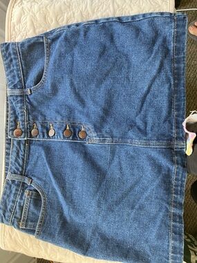 Forever 21 Light Blue Denim Button Mini Skirt